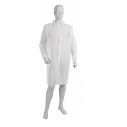 Fartuch laboratoryjny z włókniny zapinany na zatrzaski, biały, rozm. M, op. 10 szt 