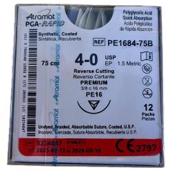 PGA Rapid 4/0, dł. 75 cm, igła PE-16, 3/8 koła odwrotnie tnąca, op. 12 szt 