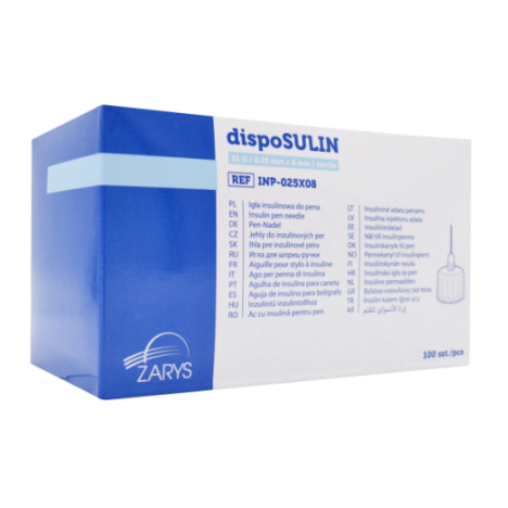 dispoSULIN_Igła insulinowa do pena_0,25mm_x_8mm_31G_sterylna_BF_A100