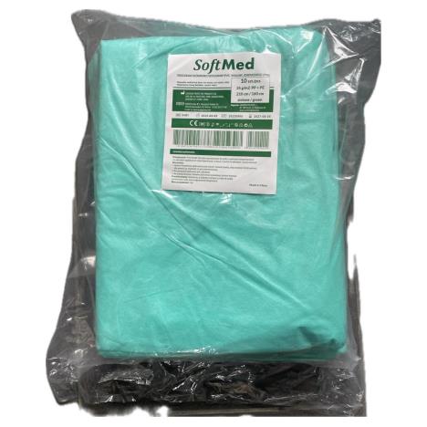 Prześcieradło jednorazowego użytku podfoliowane 160 x 210, zielone, 35g/m2, op. 10 szt.