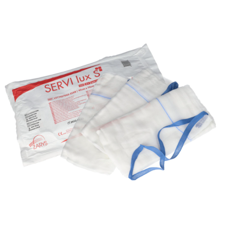 Serweta operacyjna z gazy, z nitką RTG, sterylna z tasiemką, 17N, 4W, 45cm x 70cm x 2 szt.