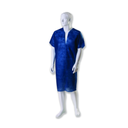 Koszula dla pacjenta, włóknina, z wycięciem Y, granat, niejałowa, rozm. uniwersalny - 10 szt.