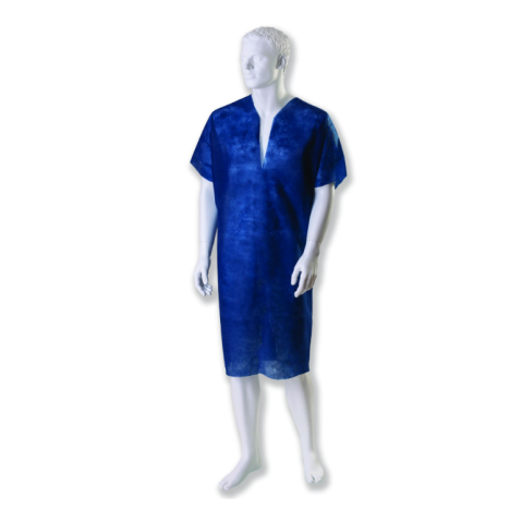 Koszula dla pacjenta, włóknina, z wycięciem Y, granat, niejałowa, rozm. uniwersalny - 10 szt.