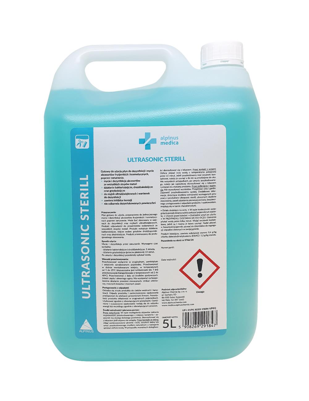 ULTRASONIC STERILL płyn do dezynfekcji  i mycia akcesoriów fryzjerskich, 1L