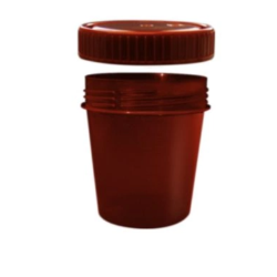 Pojemnik na mocz, brązowy z PP na próbki – z zakrętką z HDPE, 100 ml-  opak. 50szt.