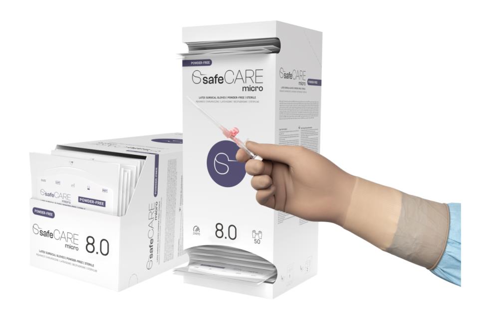 safeCARE micro-rękawice chirurgiczne, lateks PF, sterylne, beż, 8,0, 1 para