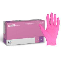 Rękawice nitrylowe easyCARE różowe PF  - XS (100 szt.)