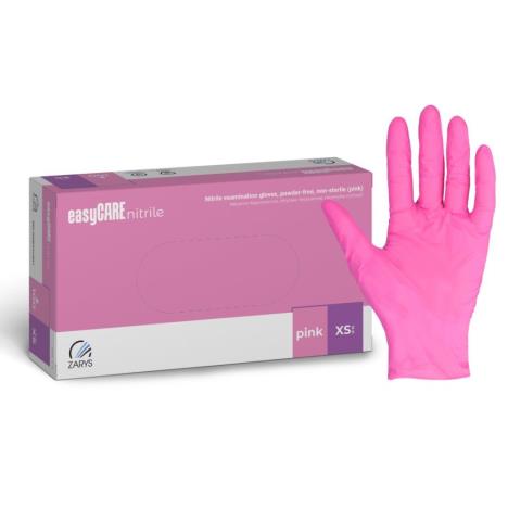 Rękawice nitrylowe easyCARE różowe PF  - XS (100 szt.)