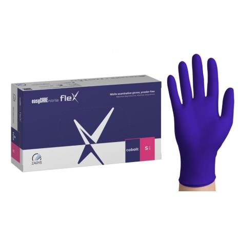 Rękawice nitrylowe easyCARE FLEX kobaltowe PF - S (100 szt.)