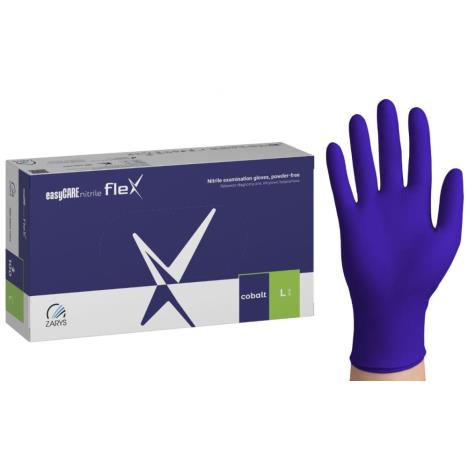 Rękawice nitrylowe easyCARE FLEX kobaltowe PF - L (100 szt.)