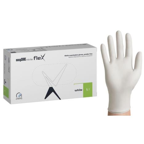 Rękawice nitrylowe easyCARE FLEX biały PF - L (100 szt.)