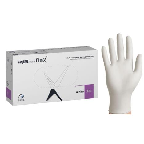 Rękawice nitrylowe easyCARE FLEX biały PF - XS (100 szt.)