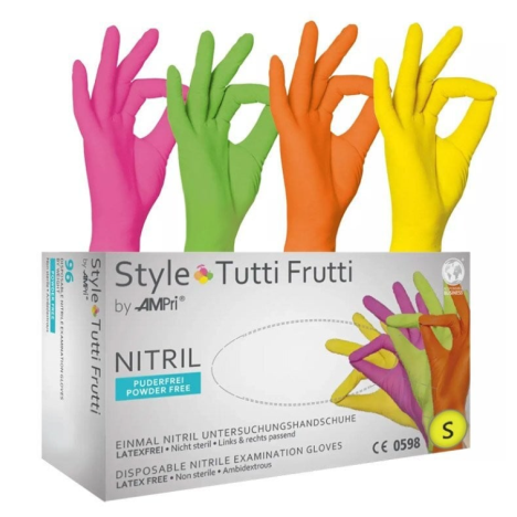 Tutti Frutti Rękawiczki jednorazowe nitrylowe kolorowe 96 szt. - M