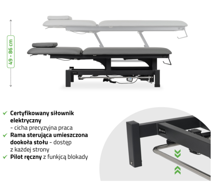 Stół elektryczny  pilot ręczny, rama sterująca, szaro czarny do 200 kg