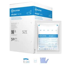 MERCATOR nitrylex sterile, rękawice diagnostyczne, jałowe, nitrylowe, bezpudrowe, kolor niebieski -S