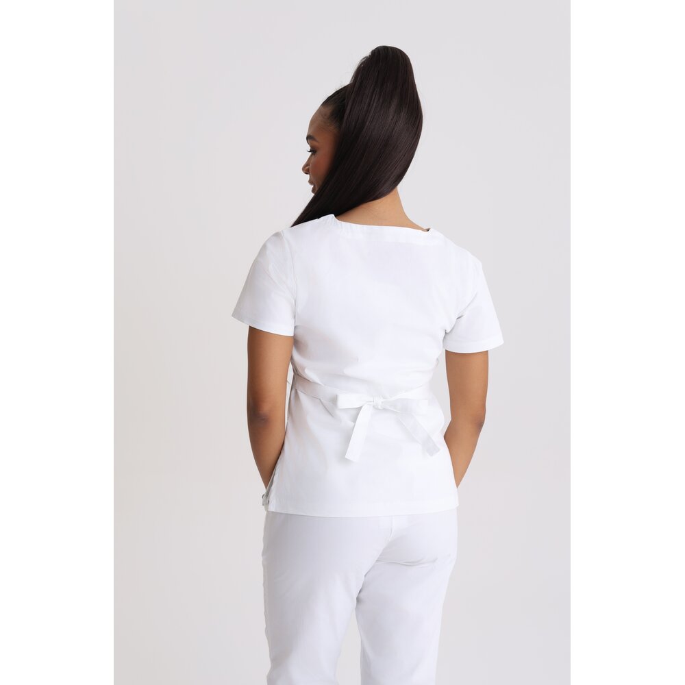 Bluza medyczna damska wiązana Optic White S