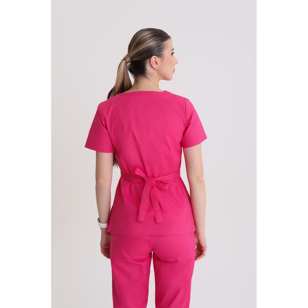 Bluza medyczna damska wiązana Magenta L
