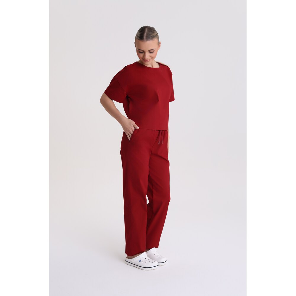 Bluza medyczna damska oversize Red Wine XL