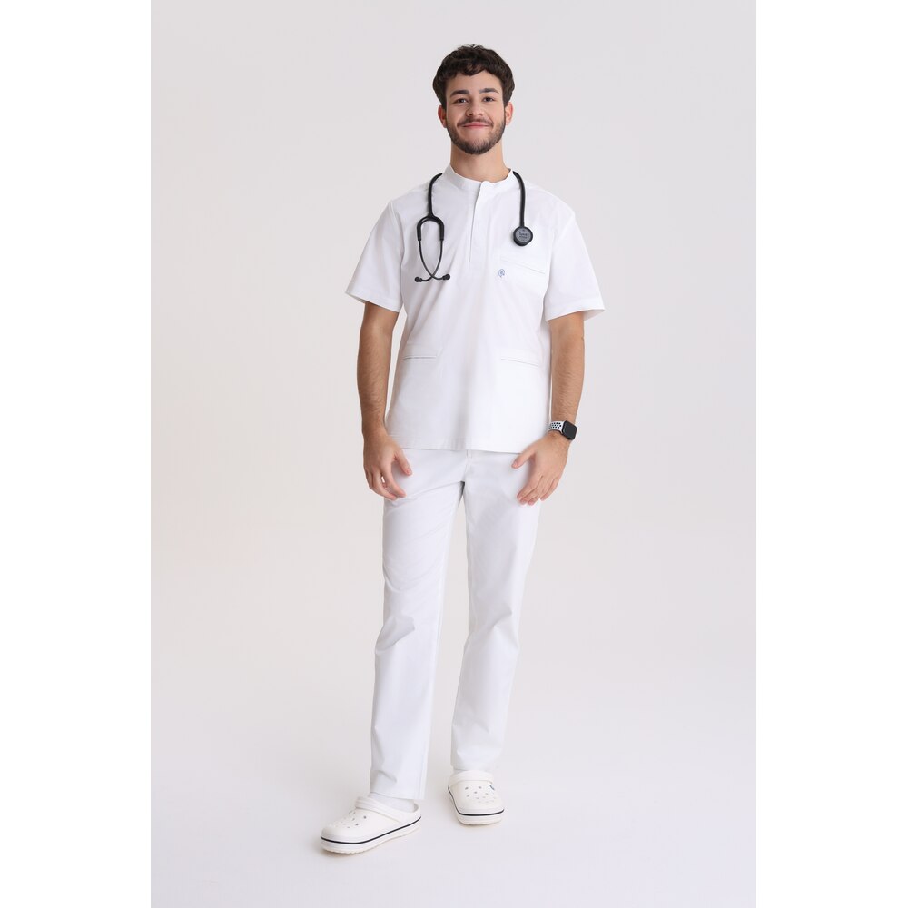 Bluza medyczna męska ze stójką Optic White S