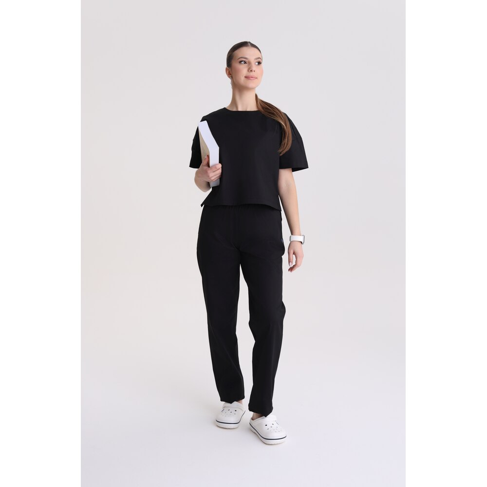 Spodnie medyczne damskie stright-leg Totally Black XL