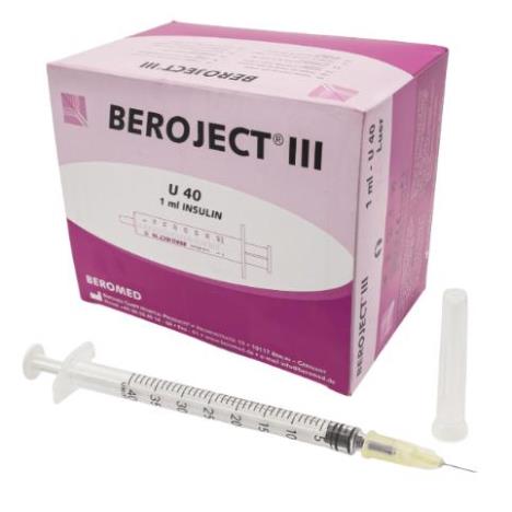 Strzykawka insulinowa Beroject III 1 ml U-40 G30 (0,3x80), op. 100 szt 