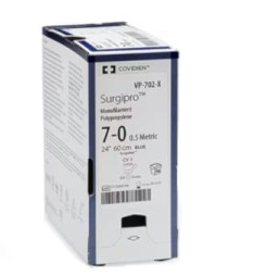 Szwy Surgipro niewchłaniane 4/0, dł. 45 cm, igła odw-tnąca 24mm, nieb, 3/8 koła, op. 36 szt