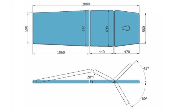 Stół rehabilitacyjny JSR 3 L - łamana część blatu