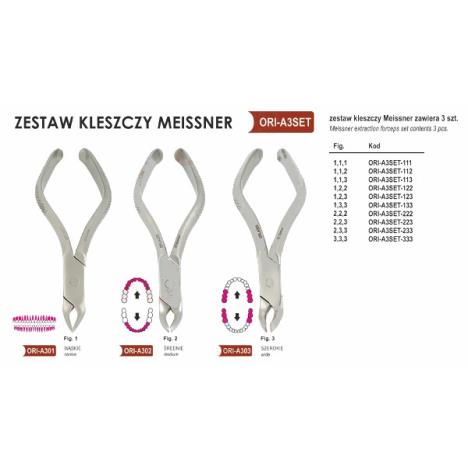Kleszcze Meissner komplet 3 szt. (fig. 1, 2, 3)