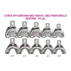 Łyżka wyciskowa bez rantu, bez perforacji - Zestaw łyżek 10 szt. 