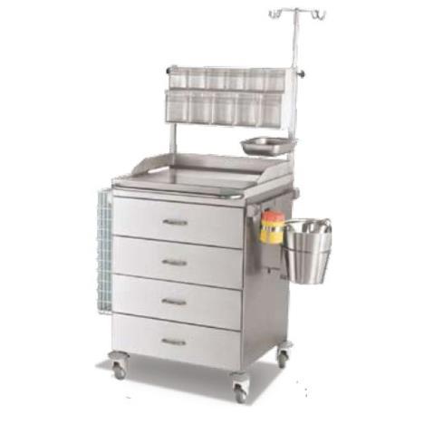 Wózek medyczny z czterema szufladami i wyposażeniem