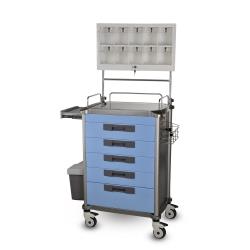 Wózek anestezjologiczny JDEMZ 234  (5 szufladowy) - blat główny ze stali nierdzewnej