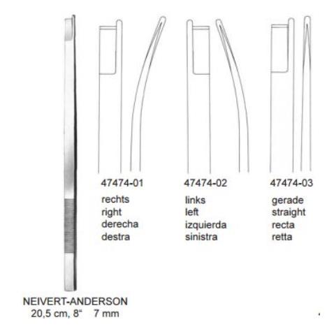 Dłuto Neivert-Anderson Proste 7 mm / 20,5 cm