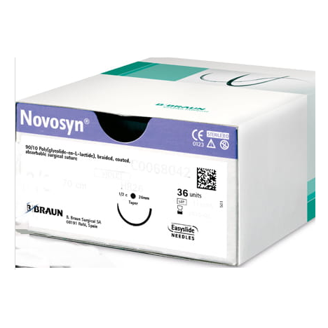 Szwy chirurgiczne - Novosyn®5/8 kola 2/0 FR26 70cm-fioletowy-wchlanialne -36 szt.